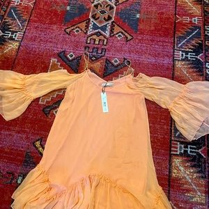 Alice + Olivia XS sheer orange/peach dress